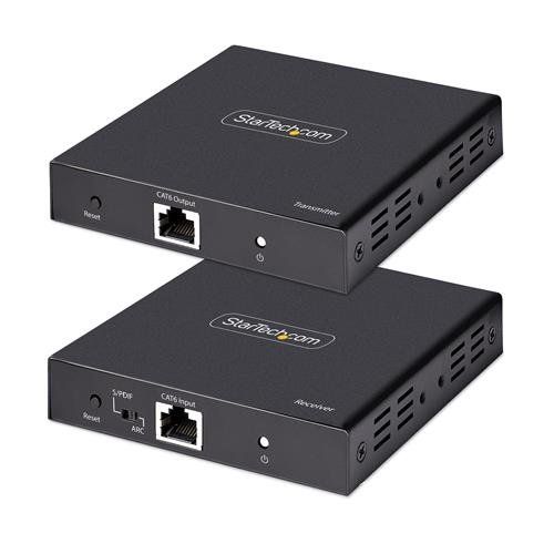 StarTech.com 4K HDMI Extender Over CAT5/CAT6 Cable 4K 60Hz HDR Video Extender Up to 230ft (70m) HDMI Over Ethernet Cabling S/PDIF Audio Out HDMI Transmitter and Receiver Kit - Image 1