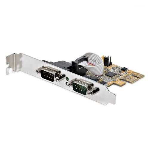 StarTech.com 2-Port PCI Express Serial Interface Card Dual Port PCIe to RS232 (DB9) Serial Card 16C1050 UART Low/Full Profile Brackets COM Retention For Windows/Linux - TAA - Image 1
