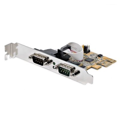 StarTech.com 2-Port PCI Express Serial Interface Card Dual Port PCIe to RS232 (DB9) Serial Card 16C1050 UART Low/Full Profile Brackets COM Retention For Windows/Linux - TAA - Thumbnail 2
