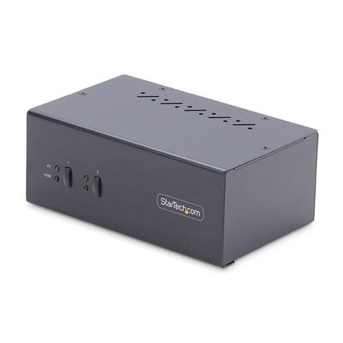 StarTech.com 2-Port Dual-Monitor DisplayPort KVM Switch 4K 60Hz 2x USB 5Gbps Hub Ports 2x USB 2.0 HID Ports Hotkey and Push-Button Switching TAA Compliant - 3.5mm Audio HDCP - Image 1