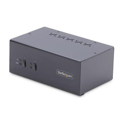 StarTech.com 2-Port Dual-Monitor DisplayPort KVM Switch 4K 60Hz 2x USB 5Gbps Hub Ports 2x USB 2.0 HID Ports Hotkey and Push-Button Switching TAA Compliant - 3.5mm Audio HDCP