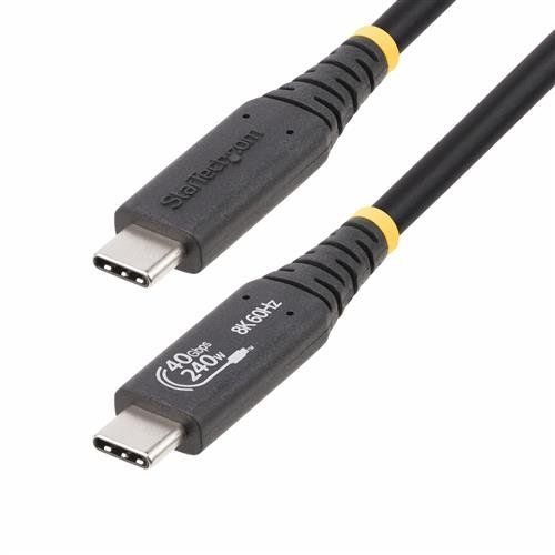 StarTech.com 3ft (1m) USB4 Cable 40Gbps 240W (5A) Power Delivery 8K 120Hz / 4K 240Hz DP Alt Mode USB-IF Certified USB-C Cable - Thunderbolt Compatible - Image 1