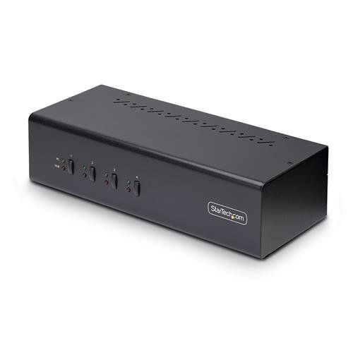 StarTech.com 4-Port Dual-Monitor DisplayPort KVM Switch 4K 60Hz 2x USB 5Gbps Hub Ports 2x USB 2.0 HID Ports Hotkey and Push-Button Switching TAA Compliant - 3.5mm Audio HDCP - Image 1