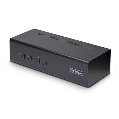 StarTech.com 4-Port Dual-Monitor DisplayPort KVM Switch 4K 60Hz 2x USB 5Gbps Hub Ports 2x USB 2.0 HID Ports Hotkey and Push-Button Switching TAA Compliant - 3.5mm Audio HDCP