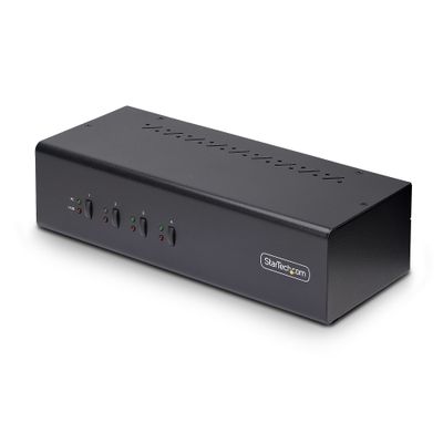 StarTech.com 4-Port Dual-Monitor DisplayPort KVM Switch 4K 60Hz 2x USB 5Gbps Hub Ports 2x USB 2.0 HID Ports Hotkey and Push-Button Switching TAA Compliant - 3.5mm Audio HDCP - Thumbnail 2
