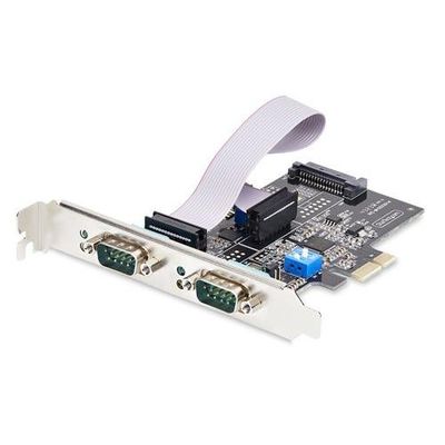 StarTech.com 2-Port Serial PCIe Card Dual-Port PCI Express to RS232/RS422/RS485 (DB9) Serial Card Low-Profile Brackets Incl. 16C1050 UART Windows/Linux TAA Compliant - Level-4 ESD Protection