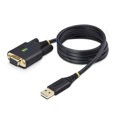 StarTech.com 3.3ft (1m) USB to Null Modem Serial Adapter Cable Interchangeable DB9 Screws/Nuts COM Retention USB-A to RS232 FTDI Level-4 ESD Protection Windows/macOS/ChromeOS/Linux - Rugged TPE Construction