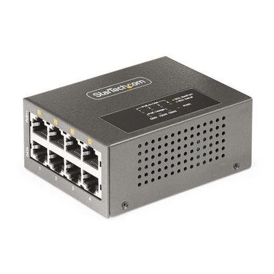 StarTech.com 4-Port Multi-Gigabit PoE++ Injector 5/2.5/1G Ethernet (NBASE-T) PoE/PoE+/PoE++ (802.3af/802.3at/802.3bt) 160Watts Power Budget Wall/DIN Rail Mountable Unmanaged - TAA