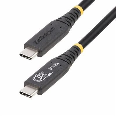 StarTech.com 1.6ft (50cm) USB4 Cable 40Gbps 240W (5A) Power Delivery 8K 120Hz / 4K 240Hz DP Alt Mode USB-IF Certified USB-C Cable - Thunderbolt Compatible