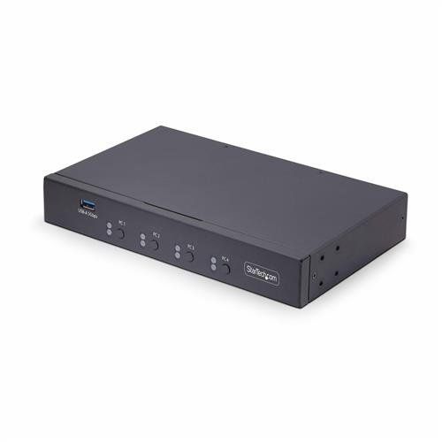 StarTech.com 4-Port KM Switch with Mouse Switching USB Switch for Keyboard/Mouse 3.5mm/USB Audio Peripheral Sharing for 4 Computers TAA Compliant - Image 1