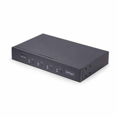 StarTech.com 4-Port KM Switch with Mouse Switching USB Switch for Keyboard/Mouse 3.5mm/USB Audio Peripheral Sharing for 4 Computers TAA Compliant