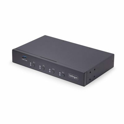 StarTech.com 4-Port KM Switch with Mouse Switching USB Switch for Keyboard/Mouse 3.5mm/USB Audio Peripheral Sharing for 4 Computers TAA Compliant - Thumbnail 2