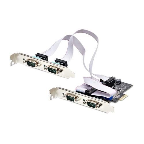 StarTech.com 4-Port Serial PCIe Card Quad-Port PCI Express to RS232/RS422/RS485 (DB9) Serial Card Low-Profile Bracket Incl. 16C1050 UART Windows/Linux TAA Compliant - Level-4 ESD Protection - Image 1