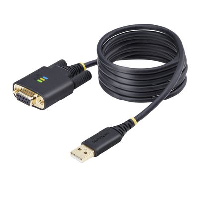 StarTech.com 6.6ft (2m) USB to Null Modem Serial Adapter Cable COM Retention FTDI USB-A to DB9 RS232 Interchangeable DB9 Screws/Nuts Windows/macOS/Linux - Thumbnail 2