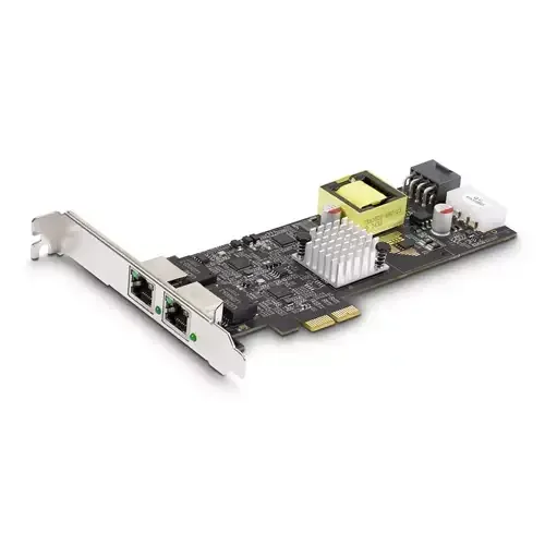 StarTech.com 2-Port 2.5Gbps NBASE-T PoE Network Card Dual Intel I225-V 802.3af/at PoE+ Multi-Gigabit NIC PCI Express Server LAN Card LP4/8-Pin PCIe-Powered - Image 1