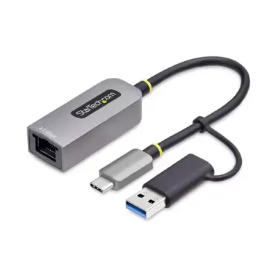 StarTech.com 2.5GbE USB-C to Ethernet Adapter with USB-A Converter NBASE-T NIC USB 3.0 Type-C 2.5/1G Multi Speed Network Thunderbolt Compatible Windows & Mac