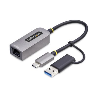 StarTech.com 2.5GbE USB-C to Ethernet Adapter with USB-A Converter NBASE-T NIC USB 3.0 Type-C 2.5/1G Multi Speed Network Thunderbolt Compatible Windows &amp; Mac - Thumbnail 2