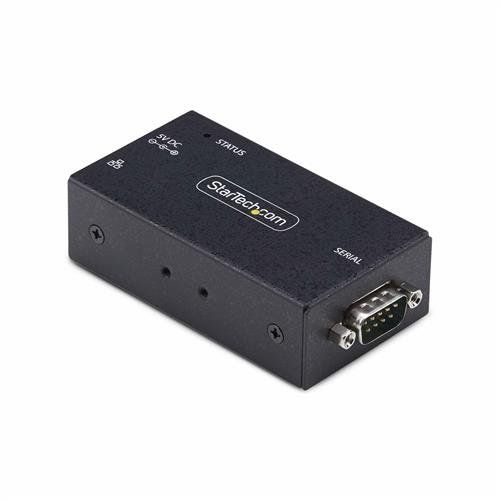 StarTech.com 1-Port Serial to Ethernet Adapter IP Serial Device Server For Remote RS232 Devices Wall/DIN Rail Mountable Metal Housing RJ45 LAN to DB9 Serial Converter TAA - Image 1