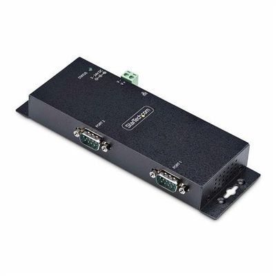 StarTech.com 2-Port Serial to Ethernet Adapter IP Serial Device Server For Remote RS232 Devices Wall/DIN Rail Mountable Metal Housing RJ45 LAN to DB9 Serial Converter TAA