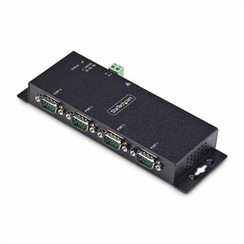 StarTech.com 4-Port Serial to Ethernet Adapter IP Serial Device Server For Remote RS232 Devices Wall/DIN Rail Mountable Metal Housing RJ45 LAN to DB9 Serial Converter TAA - Image 1