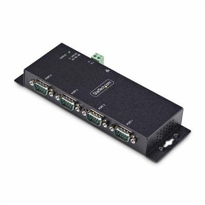 StarTech.com 4-Port Serial to Ethernet Adapter IP Serial Device Server For Remote RS232 Devices Wall/DIN Rail Mountable Metal Housing RJ45 LAN to DB9 Serial Converter TAA