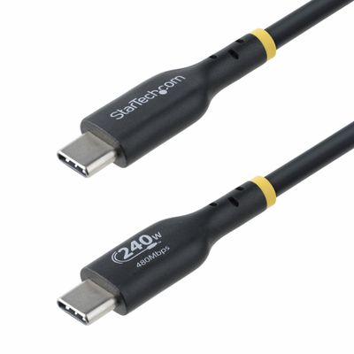 StarTech.com 13ft (4m) USB-C Charging Cable Charge &amp; Sync 240W (5A) PD EPR USB 2.0 Laptop Charger Cable USB-IF Certified TPE Jacket - Black USB C Charging Cord - Thumbnail 2