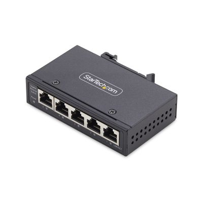 StarTech.com 5-Port Unmanaged Industrial Network Switch 100/1000 Ethernet DIN Rail/Wall-Mountable Rugged IP30 Gigabit Switch -40F-167F 9~60V DC TAA Compliant - Thumbnail 2