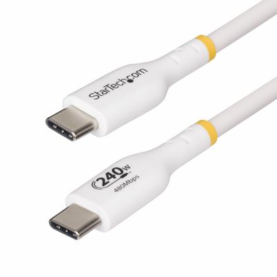 StarTech.com 3.3ft (1m) USB-C Charging Cable Charge &amp; Sync 240W (5A) PD EPR USB 2.0 Laptop Charger Cable USB-IF Certified TPE Jacket - White USB C Charging Cord - Thumbnail 2