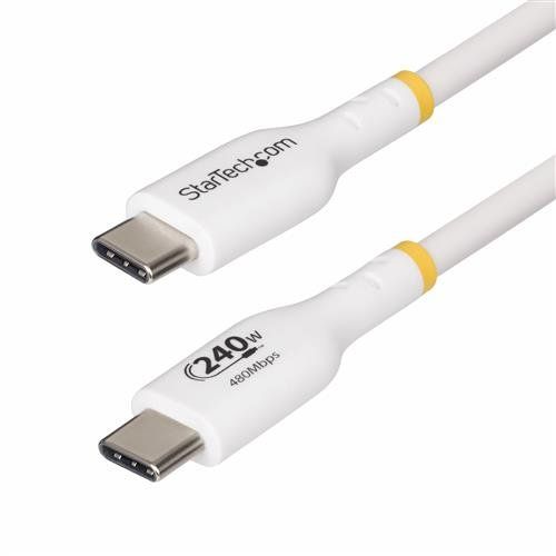 StarTech.com 13ft (4m) USB-C Charging Cable Charge & Sync 240W (5A) PD EPR USB 2.0 Laptop Charger Cable USB-IF Certified TPE Jacket - White USB C Charging Cord - Image 1