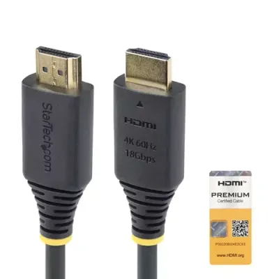 StarTech.com 1.5m (4.9ft) Premium Certified High Speed HDMI Cable 4K 60Hz/1440p 144Hz HDR10/HDCP 2.2/ARC 18Gbps UHD HDMI 2.0 Cord for TV/Monitor/Display TPE Jacket