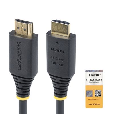 StarTech.com 1.5m (4.9ft) Premium Certified High Speed HDMI Cable 4K 60Hz/1440p 144Hz HDR10/HDCP 2.2/ARC 18Gbps UHD HDMI 2.0 Cord for TV/Monitor/Display TPE Jacket - Thumbnail 2