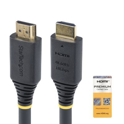 StarTech.com 15m (49.2ft) Active High Speed HDMI Cable 4K 60Hz/1440p 144Hz HDR10/HDCP 2.2/ARC 18Gbps UHD HDMI 2.0 Cord for TV/Monitor/Display TPE Jacket - Thumbnail 2