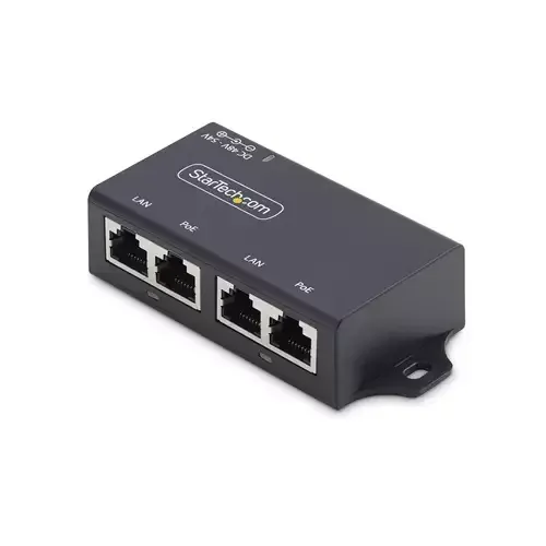 StarTech.com 2-Port Gigabit Midspan PoE+ Injector 10/100/1000Mbps PoE+ (802.3af/at) 30W 1Gbps Ethernet Wall Mountable Unmanaged Inline Power Over Ethernet - Image 1