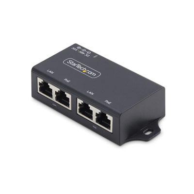 StarTech.com 2-Port Gigabit Midspan PoE+ Injector 10/100/1000Mbps PoE+ (802.3af/at) 30W 1Gbps Ethernet Wall Mountable Unmanaged Inline Power Over Ethernet - Thumbnail 2