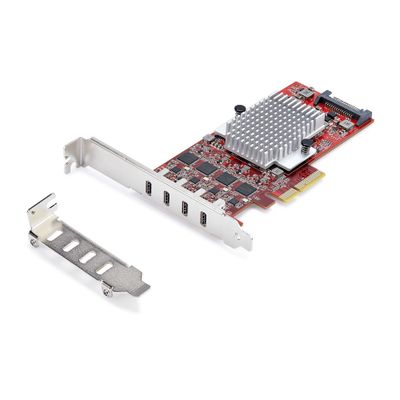StarTech.com 4-Port USB Type-C PCIe Card USB 3.2 10Gbps USB-C PCI Express Expansion Card 4x Independent USB Controllers Windows/Linux/macOS TAA-Compliant PCIe USB Type-C PCI 3.0 Red ASMedia - ASM3142 x4 ASMedia - ASM1543 x4 ASMedia - ASM2 - Thumbnail 2