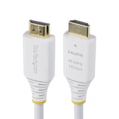 StarTech.com 6ft (1.8m) Premium Certified High Speed HDMI Cable 4K 60Hz/1440p 144Hz HDR10/HDCP 2.2/ARC 18Gbps UHD HDMI 2.0 Cord for TV/Monitor/Display TPE Jacket White