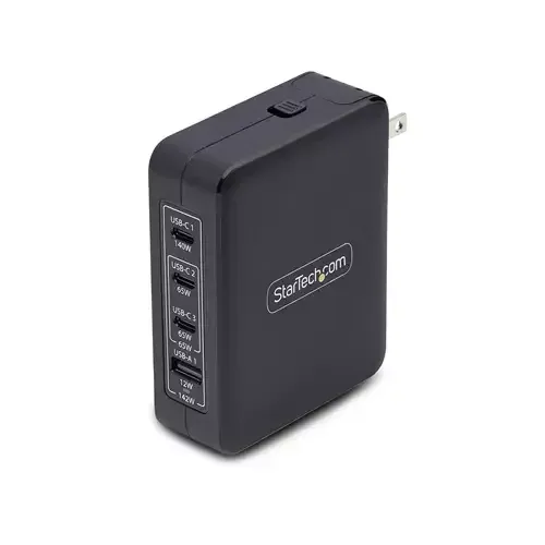 StarTech.com 140W USB-C Wall Charger 3x USB-C/1x USB-A PD 3.1 International GaN Power Adapter for MacBook/Dell XPS/Inspiron - Image 1