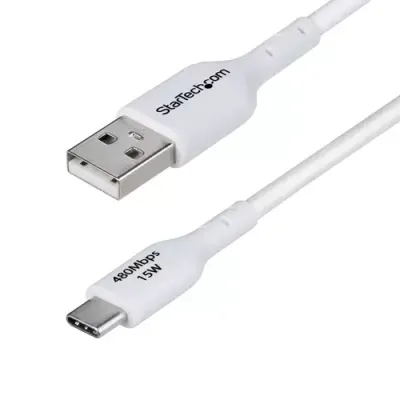 StarTech.com 6.6ft (2m) USB-A to USB-C Charging Cable Charge & Sync 3A USB 2.0 TPE Jacket - White USB Charging Cord