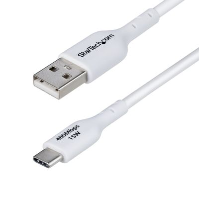 StarTech.com 6.6ft (2m) USB-A to USB-C Charging Cable Charge &amp; Sync 3A USB 2.0 TPE Jacket - White USB Charging Cord - Thumbnail 2
