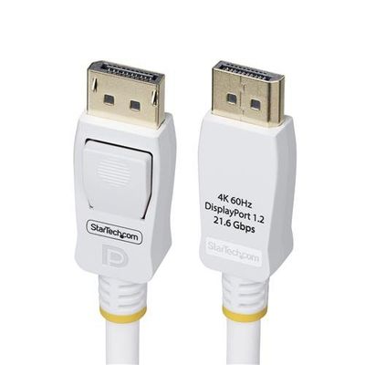 StarTech.com 10ft (3m) White VESA Certified DisplayPort 1.2 Cable 4K 60Hz 21.6Gbps Latching DP Connectors DP 1.2 DisplayPort Cable DP Monitor Cord M/M