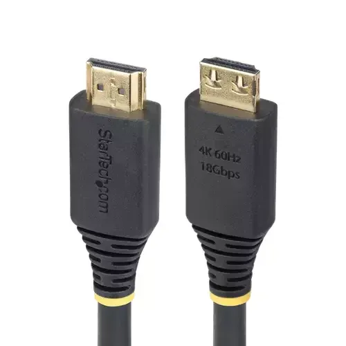 StarTech.com 15ft (4.6m) High Speed HDMI Cable with Gripping Connectors 4K 60Hz/1440p 144Hz HDR10/HDCP 2.2/ARC 18Gbps UHD HDMI Cord for TV/Monitor/Display TPE Jacket - Image 1