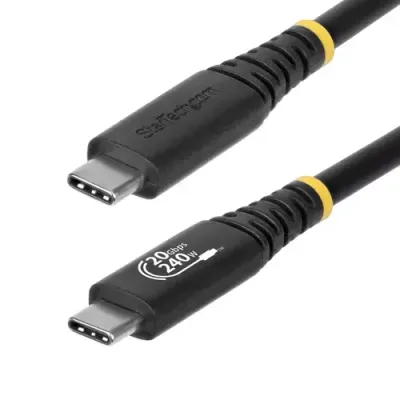 StarTech.com 2m (6ft) USB4 Cable 20Gbps USB-IF Certified USB-C Cable 240W PD EPR 4K 120Hz DP 2.1 TPE Jacket Black USB-C Cord