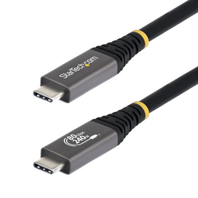 StarTech.com 50cm (1.6ft) USB4 Cable 80Gbps USB-IF Certified USB-C Cable 240W PD 8K 120Hz/4K 240Hz DP2.1 DP80 TPE Jacket Thunderbolt 4 Compatible - Black USB-C Cord - Thumbnail 2