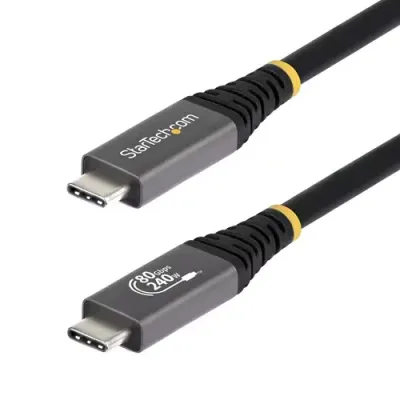 StarTech.com 1.5m (5ft) USB4 Cable 80Gbps USB-IF Certified USB-C Cable 240W PD 8K 120Hz/4K 240Hz DP2.1 DP80 TPE Jacket Thunderbolt 4 Compatible - Black USB-C Cord