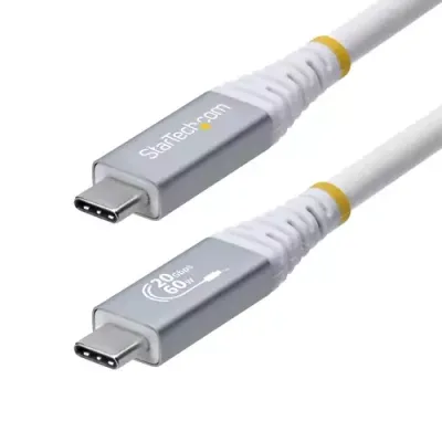 StarTech.com 3m (10ft) USB4 Cable 20Gbps USB-IF Certified USB-C Cable 60W PD 4K 120Hz DP 2.1 TPE Jacket White USB-C Cord