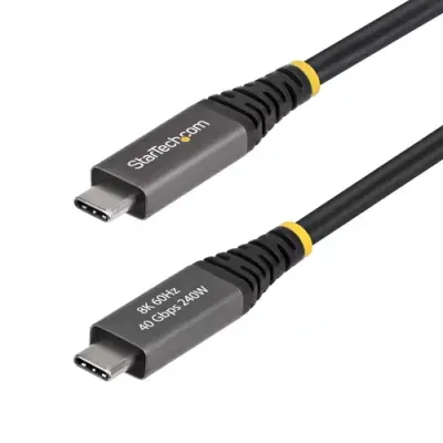 StarTech.com 2m (6ft) Active USB4 Cable 40Gbps 240W PD 8K 60Hz/4K 240Hz DP2.1 DP40 TPE Jacket Thunderbolt 4 Compatible USB-C Cable - Black USB-C Cord