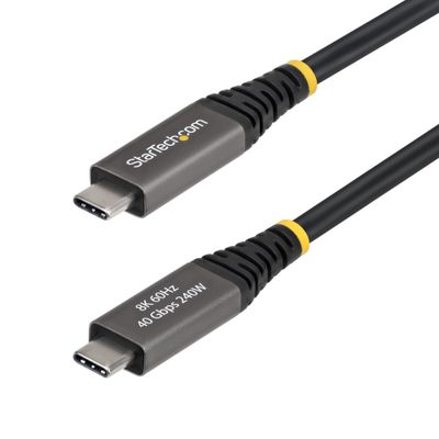 StarTech.com 2m (6ft) Active USB4 Cable 40Gbps 240W PD 8K 60Hz/4K 240Hz DP2.1 DP40 TPE Jacket Thunderbolt 4 Compatible USB-C Cable - Black USB-C Cord - Thumbnail 2