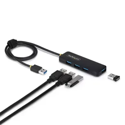StarTech.com 4-Port USB-A Hub 5Gbps Bus Powered USB-A to 4x USB-A Mini Hub Extra Long 2ft/61cm Host Cable PCR Plastic Portable Desktop / Laptop USB Hub