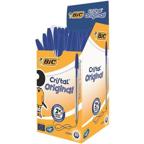 Bic Cristal Ballpoint Pen 1.0Mm Medium Tip 0.32Mm Line Blue (Pack 50) - 8373602 - Image 1