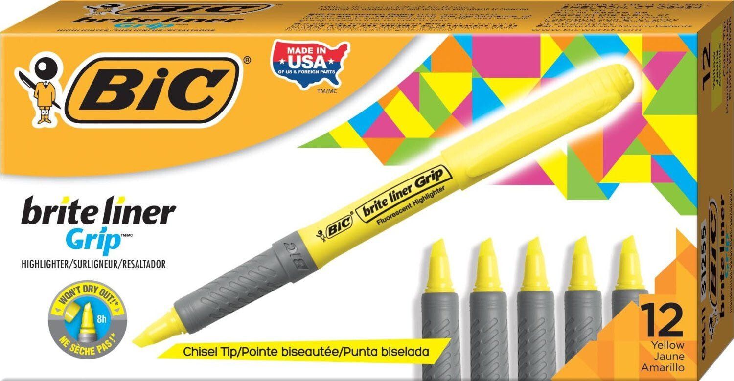 BIC 811935 marker 12 pc(s) Chisel tip Yellow - Image 1